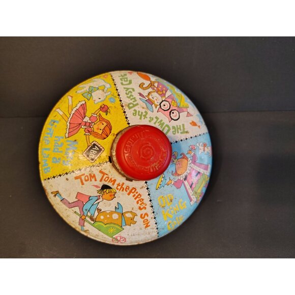 Vintage Chein Spinning Metal Top Toy, Mary Had a Little Lamb, Owl Cat Tom READ - Picture 1 of 3